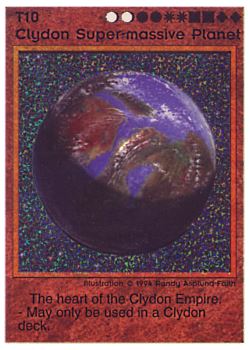 Need: 0    Want: 1    Have: 2    Will Trade: 0    In Storage: 0              T10 ‑ Clydon Super‑Massive Planet  Set: NE  Rarity: E1    Artist: Randy Asplund‑Faith    