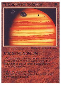Need: 0    Want: 0    Have: 95 (+171)    Will Trade: 91    In Storage: 86              T1 ‑ Captured Satellite (Small Text)  Set: PE  Rarity: U1    Artist: Gary A. Kalin    