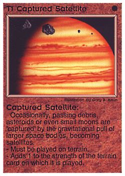 Need: 0    Want: 0    Have: 27 (+239)    Will Trade: 23    In Storage: 18              T1 ‑ Captured Satellite (Large Text)  Set: PE  Rarity: U2    Artist: Gary A. Kalin    