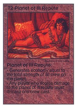 Need: 0    Want: 0    Have: 34    Will Trade: 26    In Storage: 21              T2 ‑ Planet Of Ill Repute  Set: Pir  Rarity: U1    Artist: Lubov    