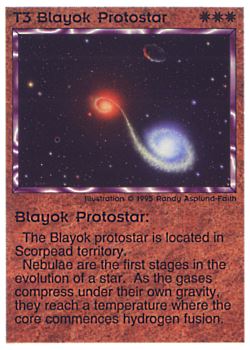 Need: 0    Want: 0    Have: 65    Will Trade: 57    In Storage: 40              T3 ‑ Blayok Protostar  Set: NE  Rarity: C1    Artist: Randy Asplund‑Faith    