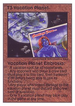 Need: 0    Want: 0    Have: 45 (+12)    Will Trade: 41    In Storage: 12              T3 ‑ Vacation Planet Embrosia  Set: UE  Rarity: R2    Artist: Christina Wald    