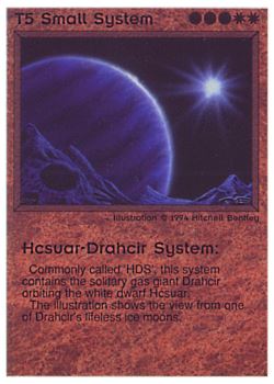 Need: 0    Want: 0    Have: 127 (+192)    Will Trade: 123    In Storage: 120              T5 ‑ Small System ‑ Hcsuar‑Drahcir System  Set: PE  Rarity: VC1/2    Artist: Mitchell Davidson Bentley    
