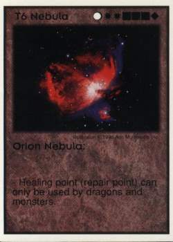 Need: 3    Want: 10    Have: 0    Will Trade: 0    In Storage: 0              T6 ‑ Nebula ‑ Orion Nebula  Set: GI  Rarity: U1    Artist: Aris Multimedia Inc.    