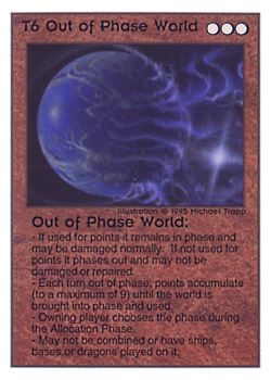 Need: 0    Want: 0    Have: 178    Will Trade: 172    In Storage: 50              T6 ‑ Out of Phase World  Set: TG  Rarity: R2    Artist: Michael Trapp    