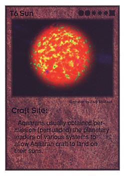 Need: 2    Want: 9    Have: 2    Will Trade: 0    In Storage: 0              T6 ‑ Sun ‑ Craft Site  Set: GI  Rarity: V2    Artist: Elvis McMaad    