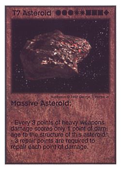 Need: 3    Want: 6    Have: 4    Will Trade: 0    In Storage: 0              T7 ‑ Asteroid ‑ Massive Asteroid  Set: AF  Rarity: R3    Artist: George T. Henne Jr.    