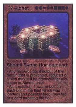 Need: 0    Want: 5    Have: 8    Will Trade: 0    In Storage: 0              T7 ‑ Planet ‑ Shon‑ti Swarm Homeground  Set: AF  Rarity: R1    Artist: C. Henry Schulte    