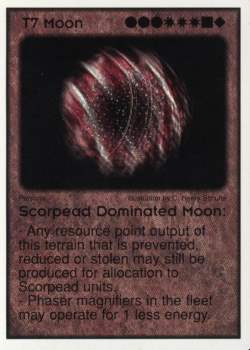 Need: 6    Want: 6    Have: 1    Will Trade: 0    In Storage: 0              T7 ‑ Moon ‑ Scorpead Dominated Moon  Set: Per  Rarity: V1    Artist: C. Henry Schulte    