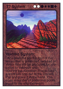 Need: 5    Want: 6    Have: 2    Will Trade: 0    In Storage: 0              T7 ‑ System ‑ Vektrea System  Set: Per  Rarity: V1    Artist: C. Henry Schulte    