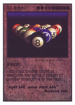 Need: 0    Want: 0    Have: 13    Will Trade: 9    In Storage: 0              T8 ‑ 8‑Ball ("Eight ball, corner…)  Set: CC  Rarity: U    Artist: George T. Henne Jr.    