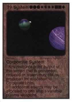 Need: 5    Want: 8    Have: 0    Will Trade: 0    In Storage: 0              T9 ‑ System ‑ Corporate System  Set: Per  Rarity: V1    Artist: Sigmund Frye    