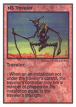Need: 2    Want: 8    Have: 3    Will Trade: 0    In Storage: 0              N3 ‑ Traveler  Set: GI  Rarity: U1    Artist: Alan Clark    